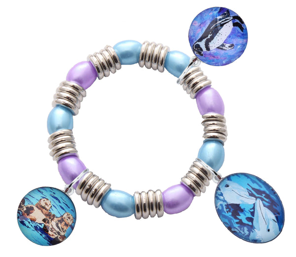 sea otter penguin dolphin stretch charm bracelet