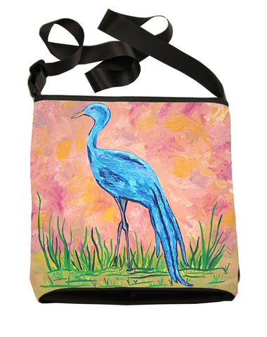 blue crane large cross body bag