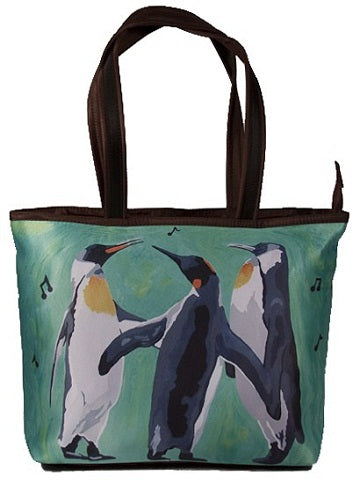 christmas penguins tote bag