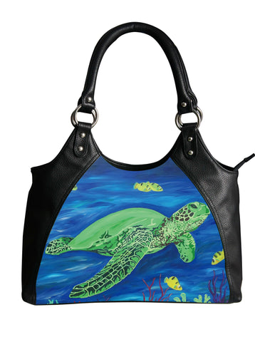 sea turtle vegan leather shoulder bag