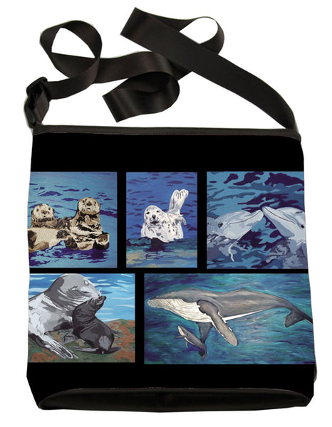 ocean animals patchwork cross body bag