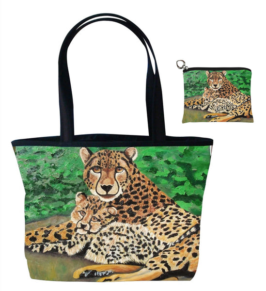 cheetah tote bag and matching coin purse