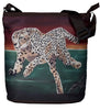 running cheetah cross body bag