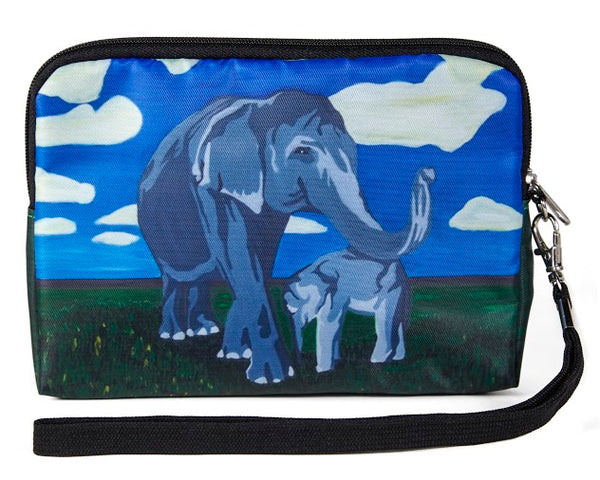 asian elephant zip around wristlet