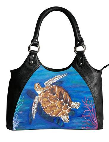 loggerhead sea turtle leather shoulder bag