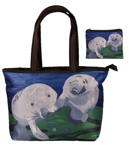 manatee handbag and matching change purse set