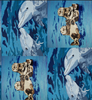 Ocean Animals Animal Viscose Scarf- Sea Otter and Dolphins - Best Friends and The Kiss