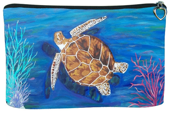 loggerhead sea turtle zipper pouch