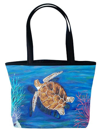 loggerhead sea turtle tote bag