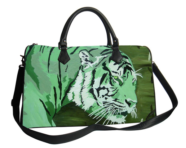 tiger vegan leather shoulder bag