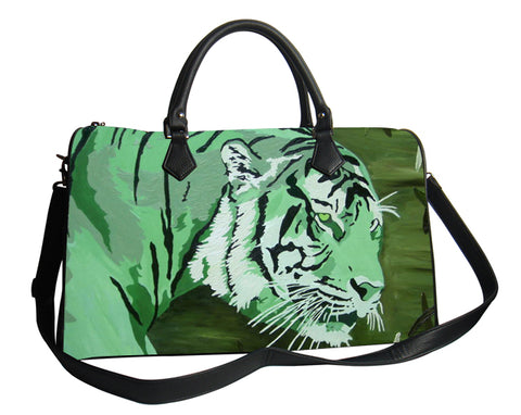tiger vegan leather shoulder bag