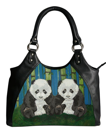 panda leather shoulder bag