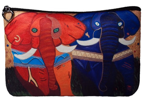 colorful african elephant make-up bag