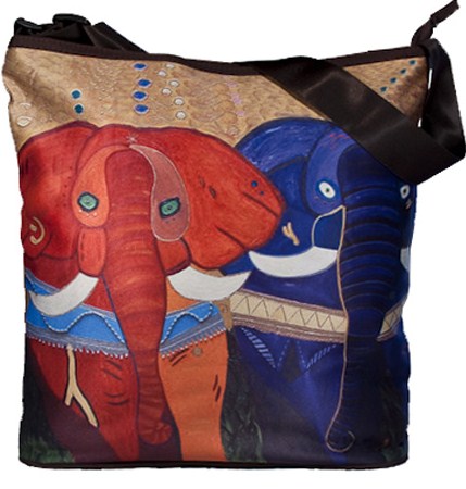 colorful african elephant large cross body bag