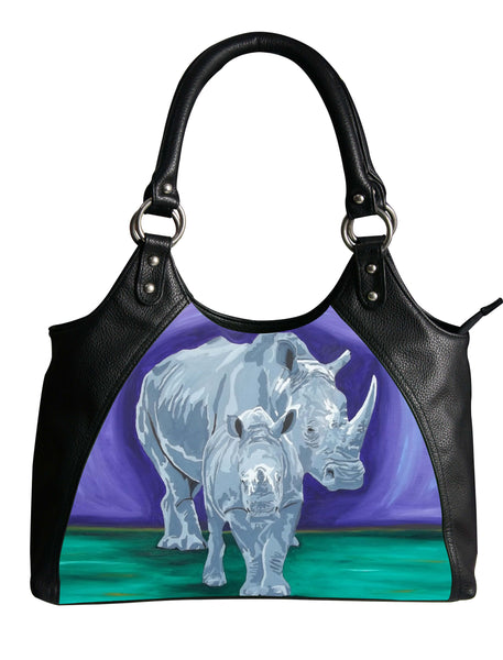 rhino vegan purple leather bag