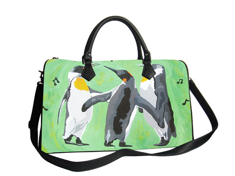 penguin vegan leather shoulder bag with detachable strap