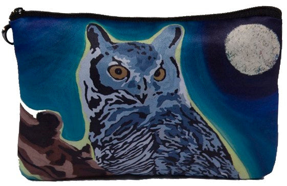 great horned owl cosmetic bag