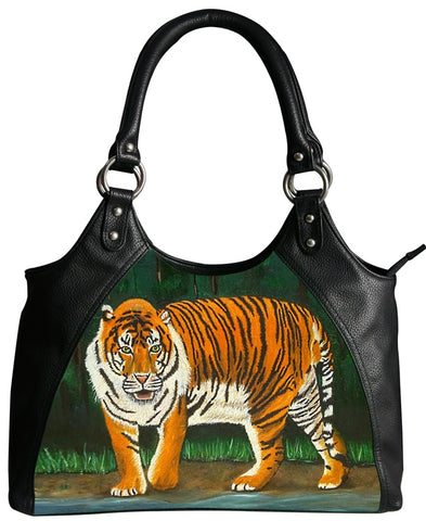 Bengal tiger vegan leather shoulder bag