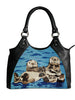 sea otter vegan leather shoulder bag