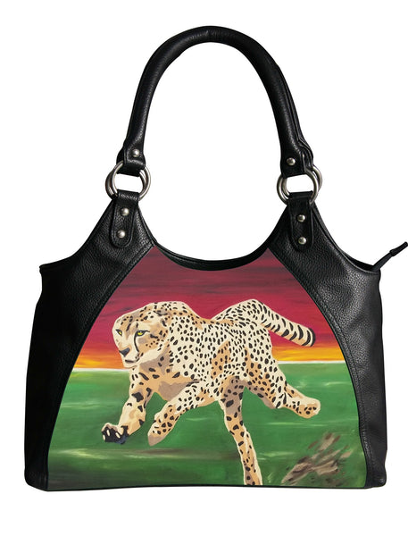 cheetah vegan leather handbag