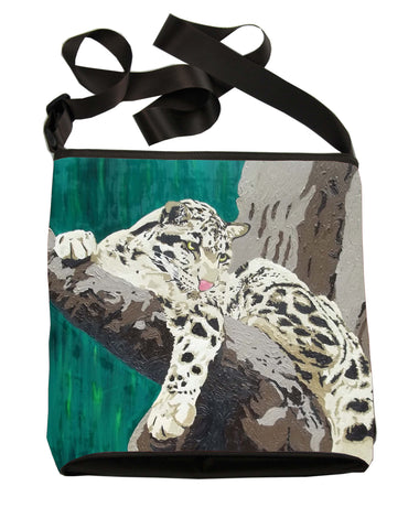 clouded leopard large cross body bag