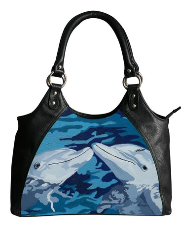 dolphin vegan leather handbag