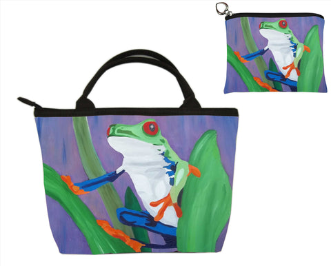 frog matching bag set purse and coin purse wallet