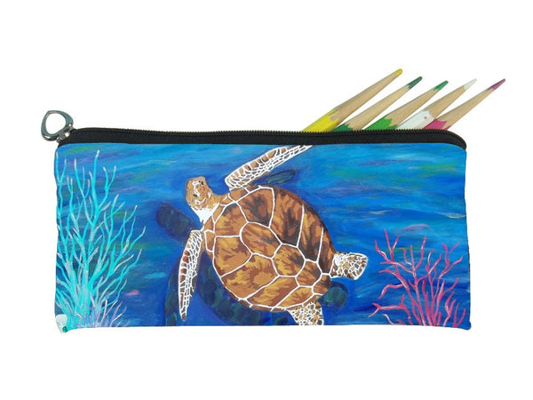 loggerhead sea turtle pencil bag soft eye glasses case