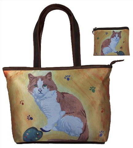 cat tote bag with matching coin purse