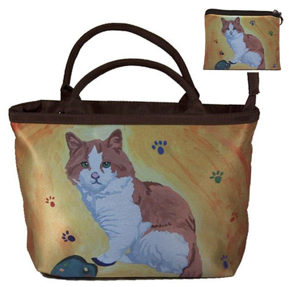 cat handbag and matching coin purse