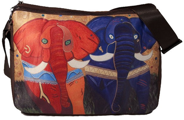colorful african elephant messenger bag