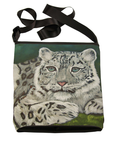 snow leopard cross body bag