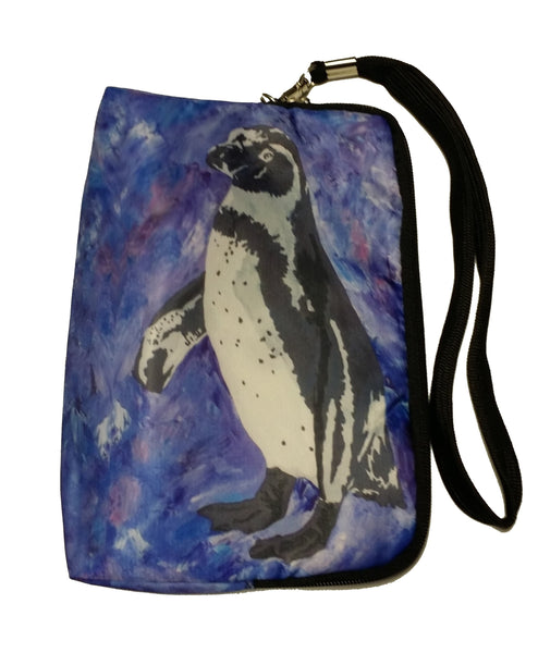 penguin wristlet art purple