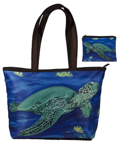sea turtle tote bag and matching wallet