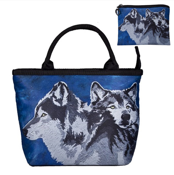 wolf handbag and matching coin purse